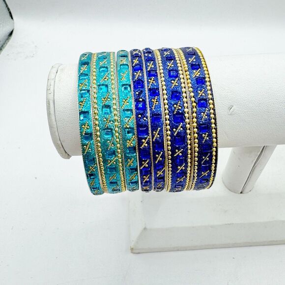 Set Of 8 Traditional Indian Bollywood Style Bangle Bracelets Bridal Wedding - Picture 5 of 13